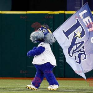 Mascotte de l'équipe Rays de chien bleu et gris tout poilu -