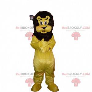Mascotte de lion jaune et noir, costume de lion en peluche -