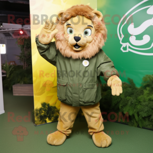 Olive Lion mascotte kostuum...