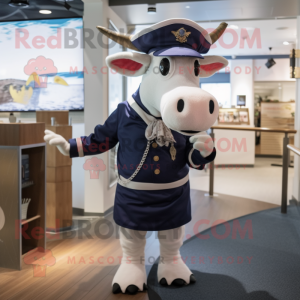 Navy Cow maskot drakt figur...