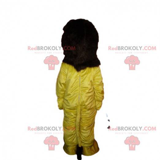 Mascotte leone giallo e nero, costume leone peluche -
