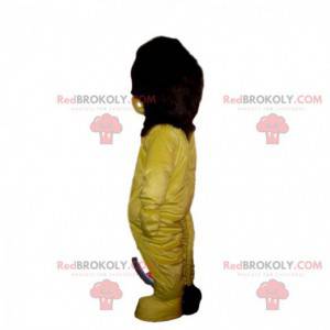 Mascotte leone giallo e nero, costume leone peluche -