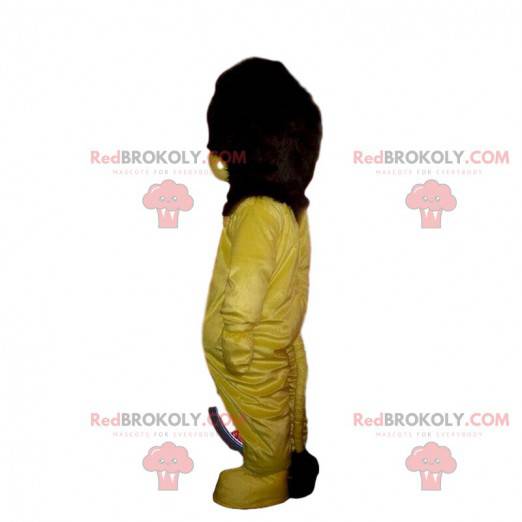 Mascotte leone giallo e nero, costume leone peluche -