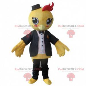 Double-faced bird mascot, large yellow bird costume -