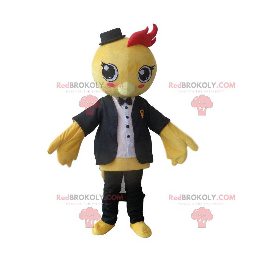 Double-faced bird mascot, large yellow bird costume -