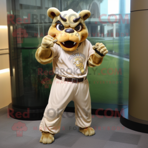 Gold Gargoyle mascot costume character dressed with a Baseball Tee and Ties