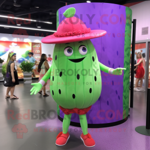 Lavender Watermelon mascot costume character dressed with a Bikini and Caps