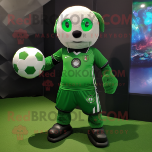 Forest Green Soccer Ball mascot costume character dressed with a Vest and Wraps