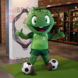 Forest Green Soccer Ball mascot costume character dressed with a Vest and Wraps