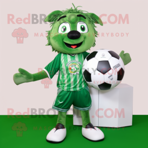 Forest Green Soccer Ball mascot costume character dressed with a Vest and Wraps