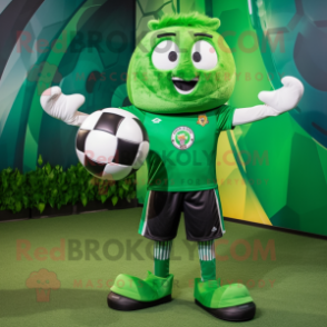 Forest Green Soccer Ball mascot costume character dressed with a Vest and Wraps