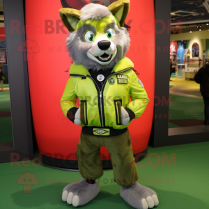 Lime Green Say Wolf maskot...