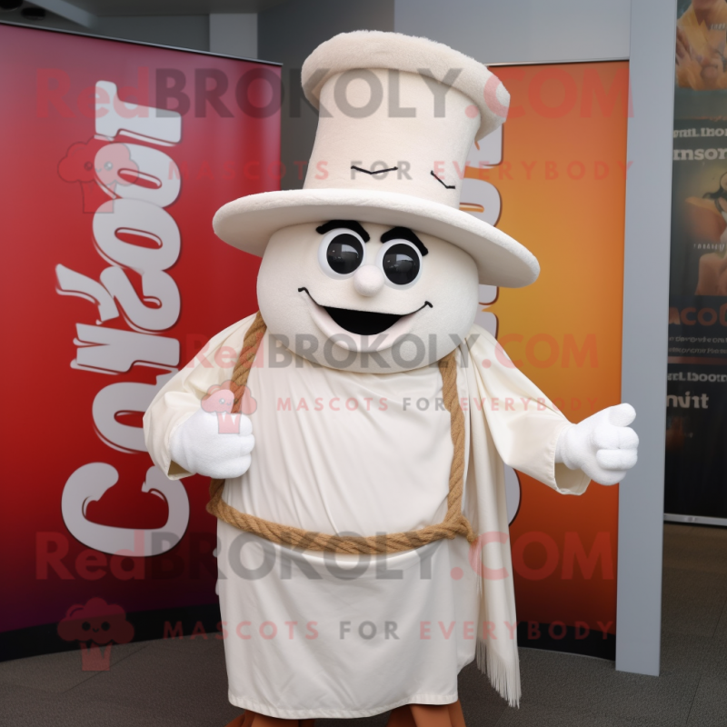 White Goulash mascot costume character dressed with a Waistcoat and Hats White Goulash mascot costume character dressed with a Waistcoat and Hats