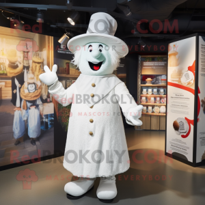 White Goulash mascot costume character dressed with a Waistcoat and Hats
