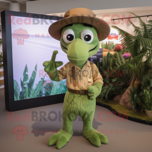 Olive Seahorse mascot costume character dressed with a Trousers and Hats