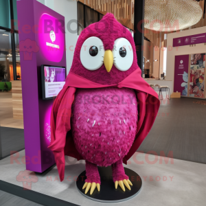 Magenta Owl maskot kostume...