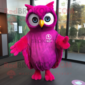 Magenta Owl maskot kostume...