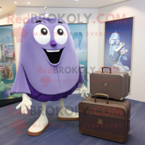 Lavender Ray mascot costume character dressed with a Dress and Briefcases