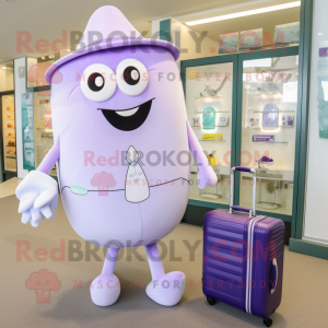 Lavender Ray mascot costume character dressed with a Dress and Briefcases