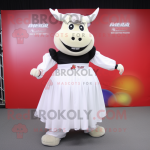 White Beef Wellington mascot costume character dressed with a Ball Gown and Belts