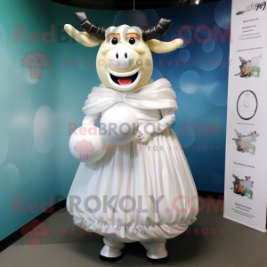 White Beef Wellington mascot costume character dressed with a Ball Gown and Belts