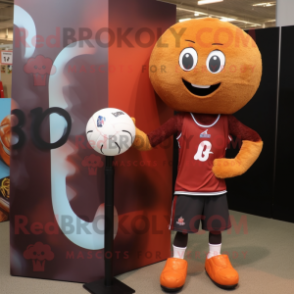 Rust Volleyball Ball mascot costume character dressed with a Polo Shirt and Keychains