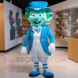 Sky Blue Leprechaun maskot...