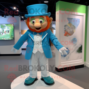 Sky Blue Leprechaun maskot...