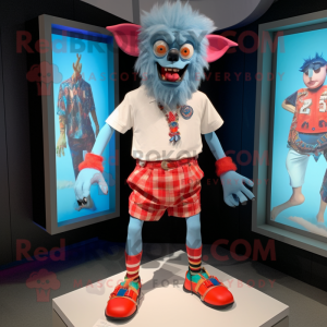 nan Demon mascot costume character dressed with a Bermuda Shorts and Pocket squares