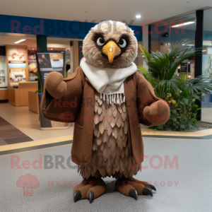 Tan Haast'S Eagle mascot costume character dressed with a Cardigan and Wraps