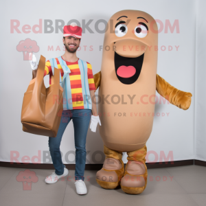 Tan Hot Dog mascotte...