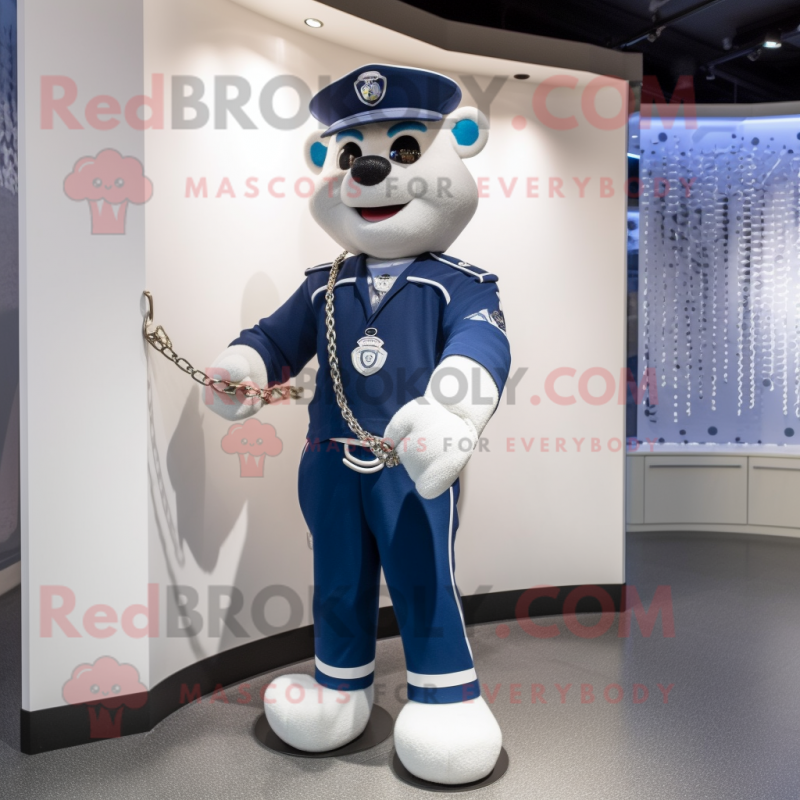 Navy Knife Thrower mascot costume character dressed with a Joggers and Necklaces Navy Knife Thrower mascot costume character dressed with a Joggers and Necklaces