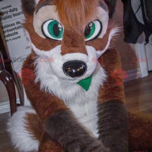 Brown and white dog fox mascot - Redbrokoly.com