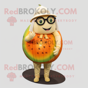 Tan Melon maskot kostume...