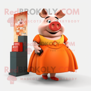 Orange Sow maskot kostym...