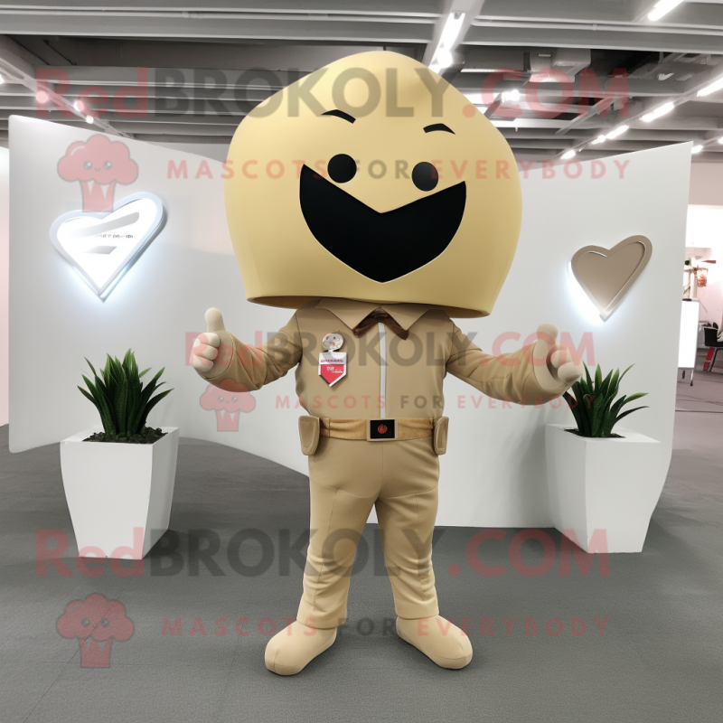 Beige Arrow Of Love mascot costume character dressed with a Suit Jacket and Belts Beige Arrow Of Love mascot costume character dressed with a Suit Jacket and Belts