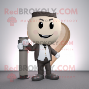 Beige Arrow Of Love mascot costume character dressed with a Suit Jacket and Belts