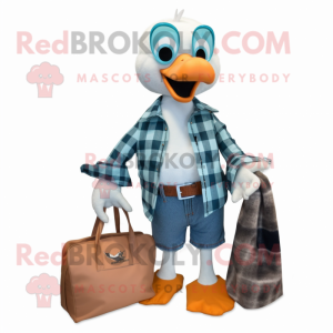 Teal Seagull maskot kostume...