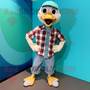 Teal Seagull maskot kostume...