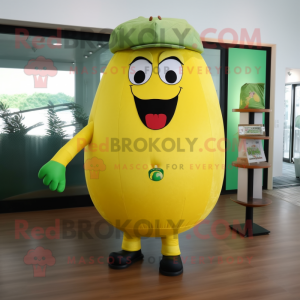 Yellow Watermelon mascot costume character dressed with a Cargo Pants and Foot pads