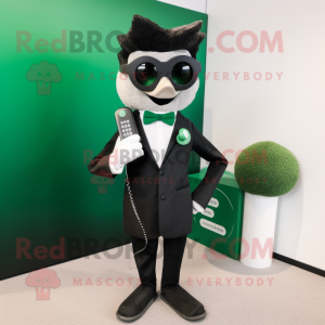 Forest Green Phone mascot costume character dressed with a Tuxedo and Sunglasses