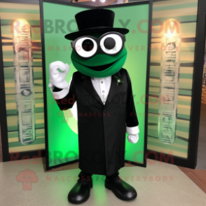 Forest Green Phone mascot costume character dressed with a Tuxedo and Sunglasses