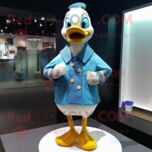 Sky Blue Duck maskot kostym...