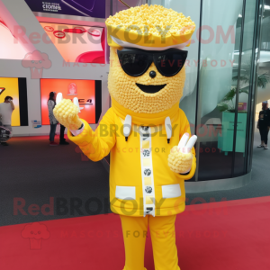 Geel Pop Corn mascotte...