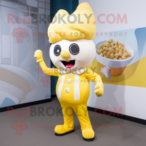 Geel Pop Corn mascotte...