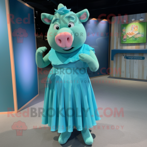 Postava maskota Teal Pig...