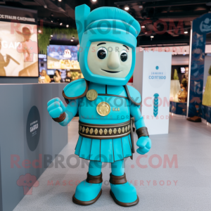 Cyan romersk soldat maskot...