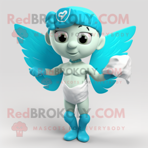 Cyan Cupid mascot costume character dressed with a Bikini and Scarf clips