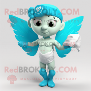 Cyan Cupid mascot costume character dressed with a Bikini and Scarf clips