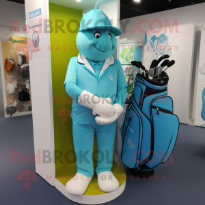 Cyaan golftas mascotte...